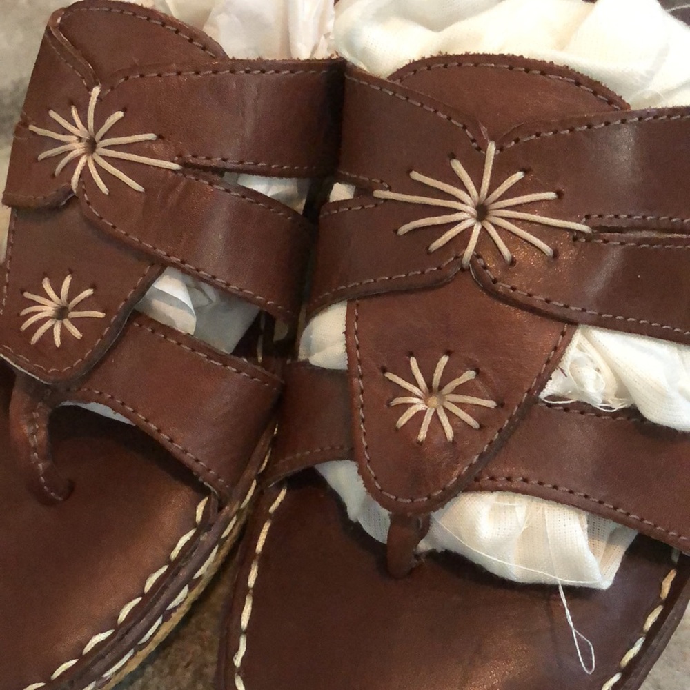 Clark’s brown leather wedge sandals